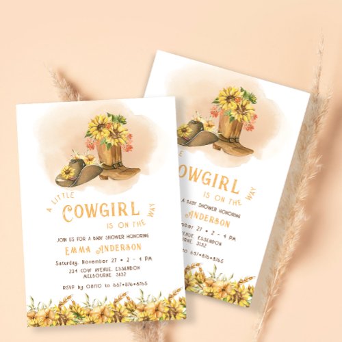 Cowgirl Country Baby Shower Invitation