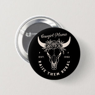 Cowgirl country mom western aesthetic quotes black button