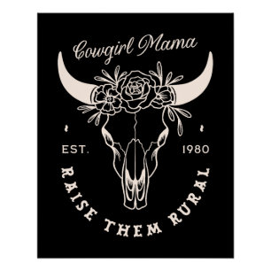 Cowgirl country mom western aesthetic quotes black poster