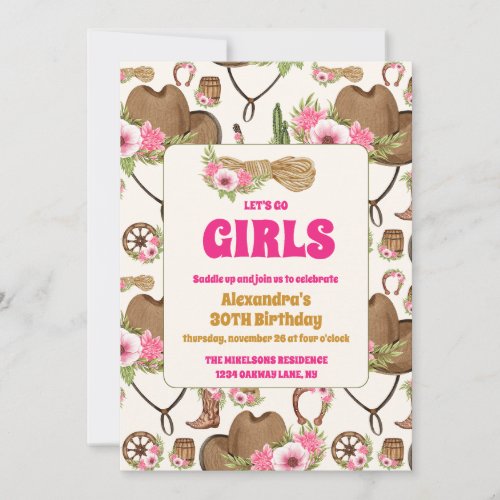 Cowgirl Country Rustic Birthday Invitation