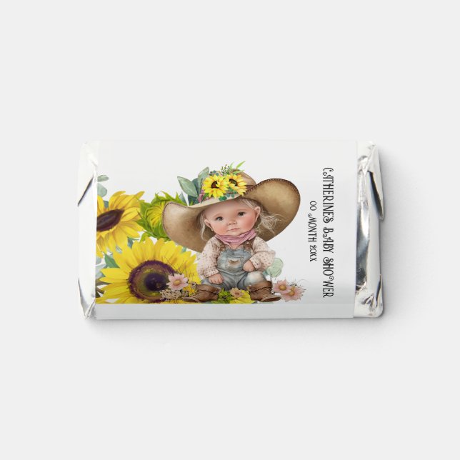 Cowgirl country sunflower cute western baby shower hershey's miniatures (Front)