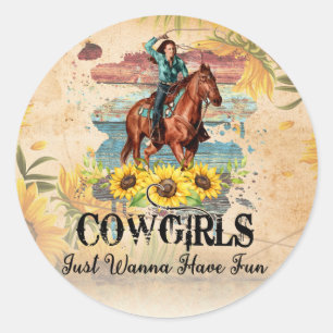 Cowgirl Country Western Classic Round Sticker
