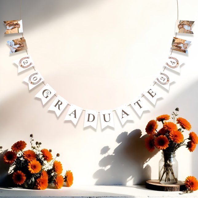 Cowgirl Country Western Photo Graduation Bunting Flags (Cowgirl Country Western Photo Graduation Bunting Flags)