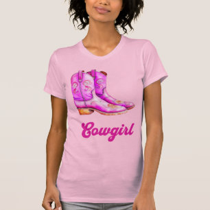 Cowgirl Country Western Rodeo Pink Cowboy Boots T-Shirt