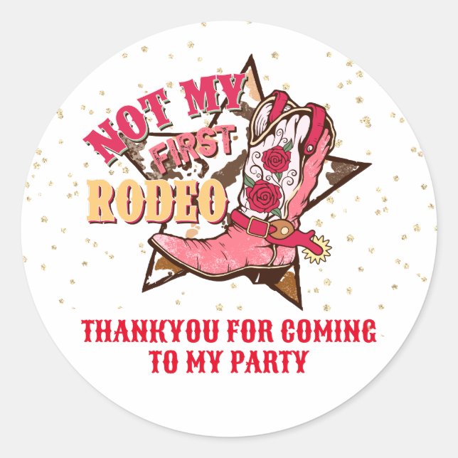 Cowgirl Country Western Thankyou Classic Round Sticker (Front)