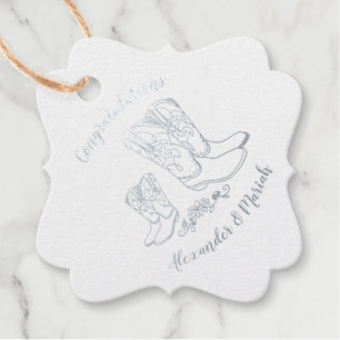 Cowgirl Country Western Theme Pink Baby Shower Foil Favor Tags