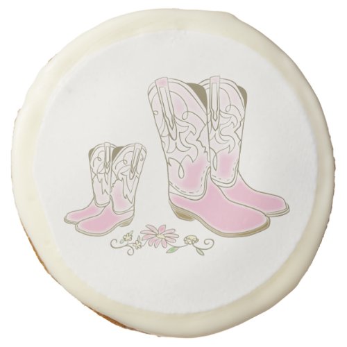 Cowgirl Country Western Theme Pink Baby Shower Sugar Cookie