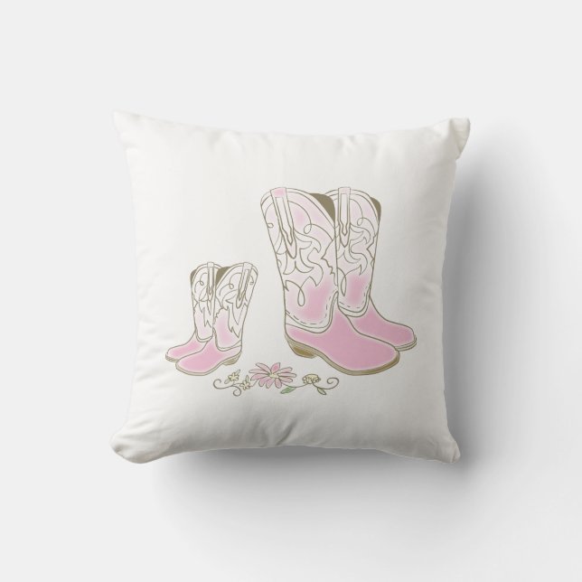 Cowgirl Country Western Theme Pink Baby Shower Throw Pillow (Front)