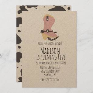 Cowgirl Cow Birthday Party Any Age Invitation