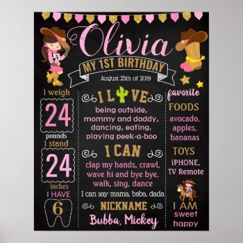 Cowgirl Cow Girl Cowboy Wild West Birthday Sign by 10x10us at Zazzle