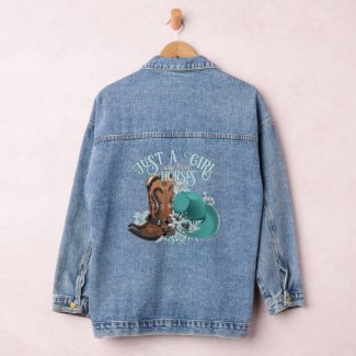 Just a girl who loves horses personalized denim jacket