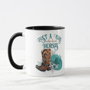 Cowgirl cowboy boots hat Girl Love horses name Mug