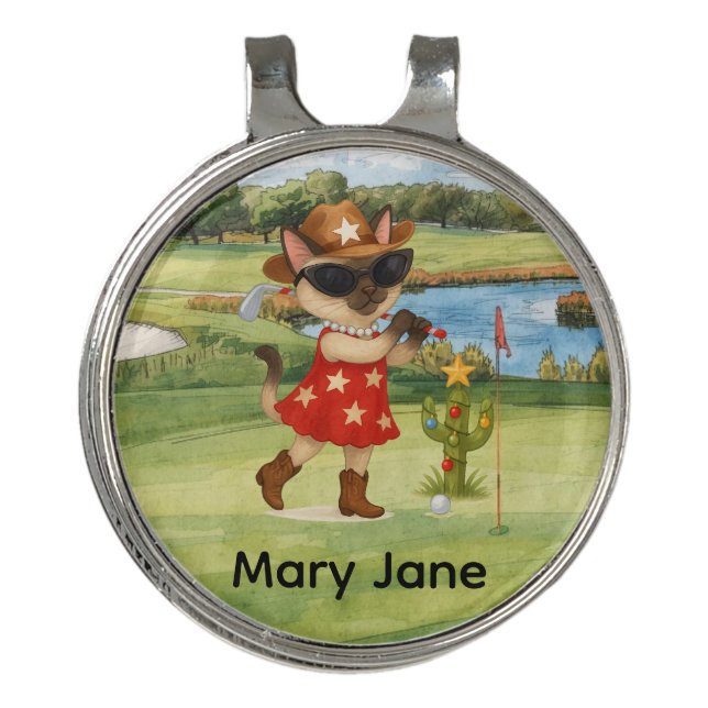 Cowgirl Cowboy Texas golfer themed Golf Hat Clip (Front)