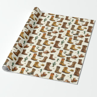 cowgirl cowboy western riding rodeo wild west wrapping paper