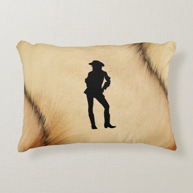 Cowgirl Cowhide Accent Pillow (Front)