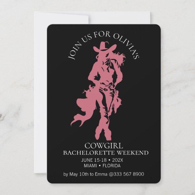 Cowgirl Crew Bachelorette Bash Invitation (Front)