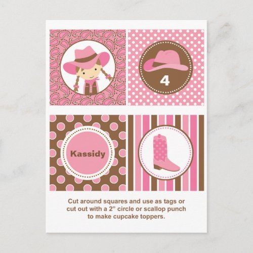 Cowgirl Cupcake Toppers Postcard