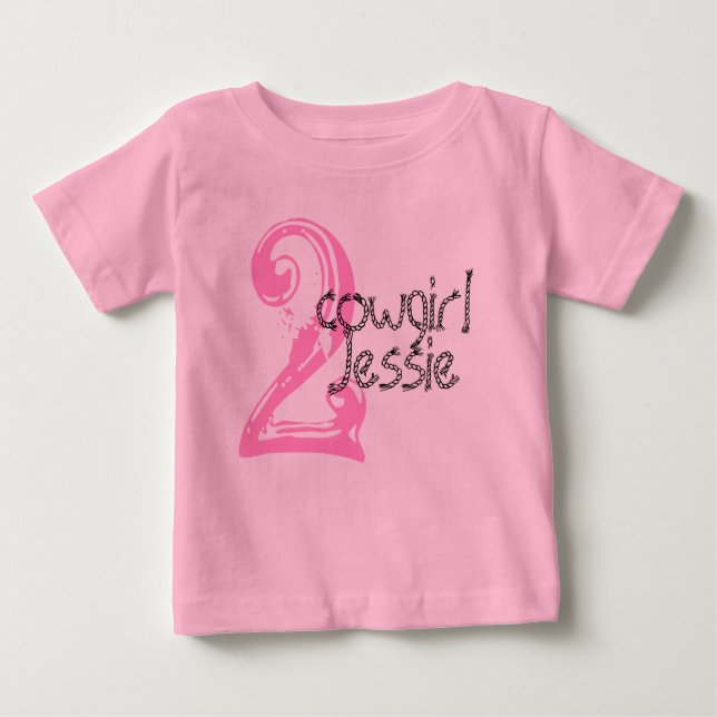 Cowgirl  Customizable 2nd Birthday Tshirt (Front)