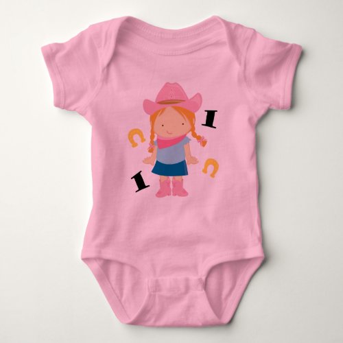 Cowgirl Cute 1st Birthday 1 Yr Old T_shirt Baby Bodysuit