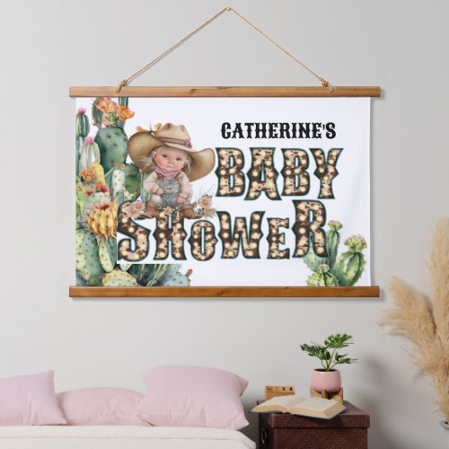 Cowgirl cute western girl baby shower hanging tapestry