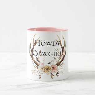 Cowgirl Deer Antlers Floral Mug