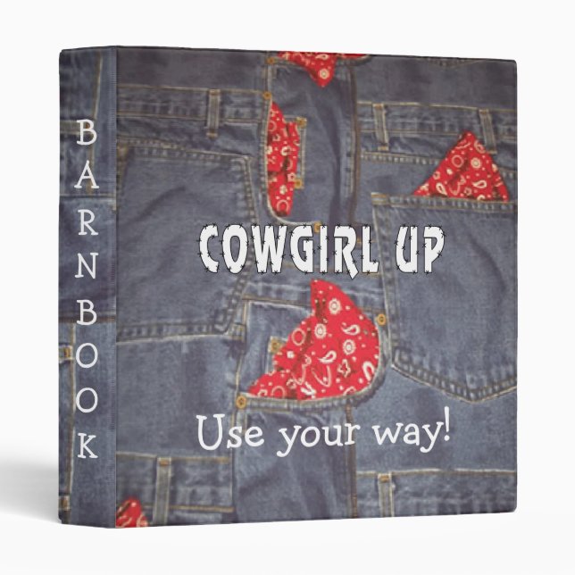 Cowgirl Denim Bandana PRINT Barn Book Avery Binder (Front/Spine)