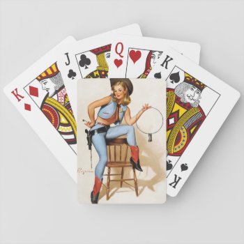 Cowgirl Deputy Pin Up  Playing Cards by Vintage_Art_Boutique at Zazzle