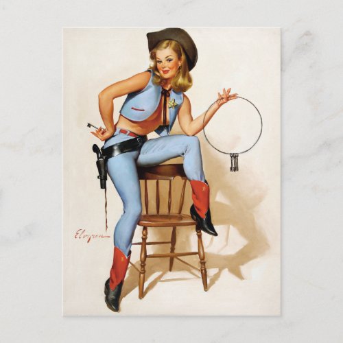 Cowgirl Deputy Pin Up Postcard