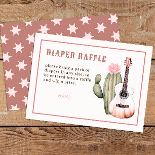 Cowgirl Diaper Raffle Card Pink Western Theme