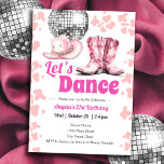 Cowgirl Disco 21st Birthday PINK Dance  Invitation<br><div class="desc">Adult themed Disco Cowgirl western country party. Available as a digital download printable.
Great for any season. Custom,  personalized,  editable download,  rhinestone pink disco adult party</div>