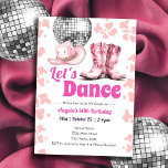 Cowgirl Disco 40th Birthday PINK Dance  Invitation<br><div class="desc">Adult themed Disco Cowgirl western country party. Available as a digital download printable.
Great for any season. Custom,  personalized,  editable download,  rhinestone pink disco adult party</div>
