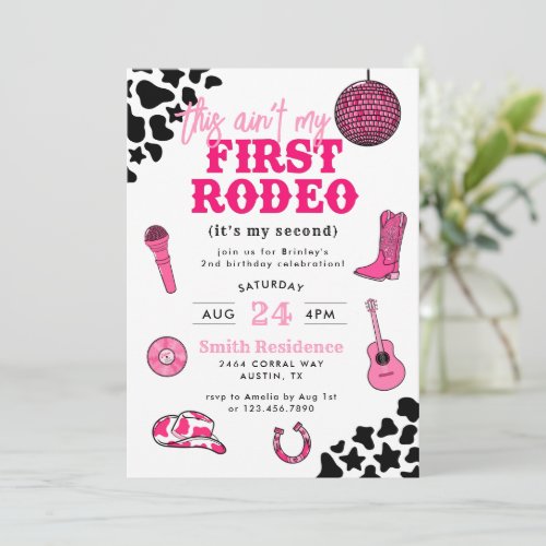 Cowgirl Disco Aint My First Rodeo Birthday Invitation