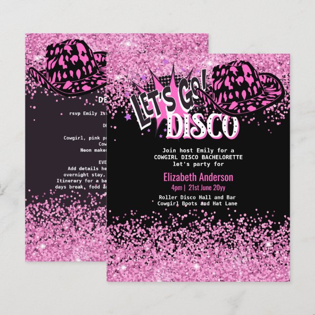 Cowgirl Disco Bachelorette Lets Go Last Ride Rodeo (Front/Back)