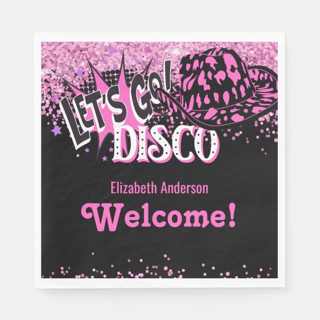 Cowgirl Disco Bachelorette Lets Go Last Ride Rodeo Napkins (Front)