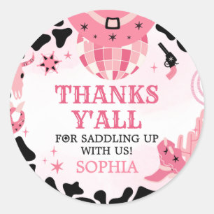 Cowgirl Disco Birthday Party  Classic Round Sticker