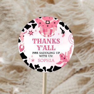Cowgirl Disco Birthday Party  Classic Round Sticker