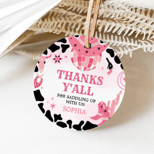 Cowgirl Disco Birthday Party Round Favor Tags