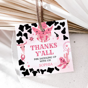 Cowgirl Disco Birthday Party Square Favor Tags