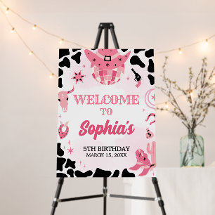 Cowgirl Disco Birthday Party Welcome Sign