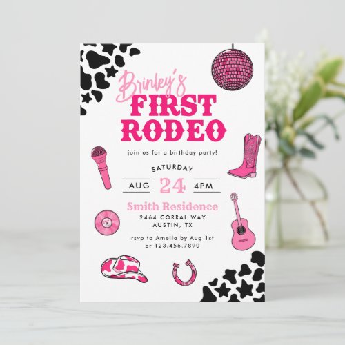 Cowgirl Disco First Rodeo Birthday Invitation
