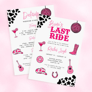 Cowgirl Disco Last Ride Bachelorette Invitation