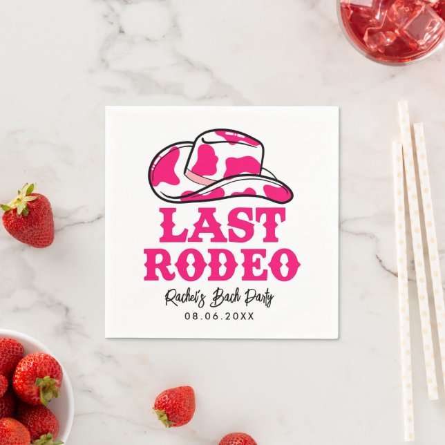 Cowgirl Disco Last Rodeo Bachelorette Square Paper Napkins (Insitu)