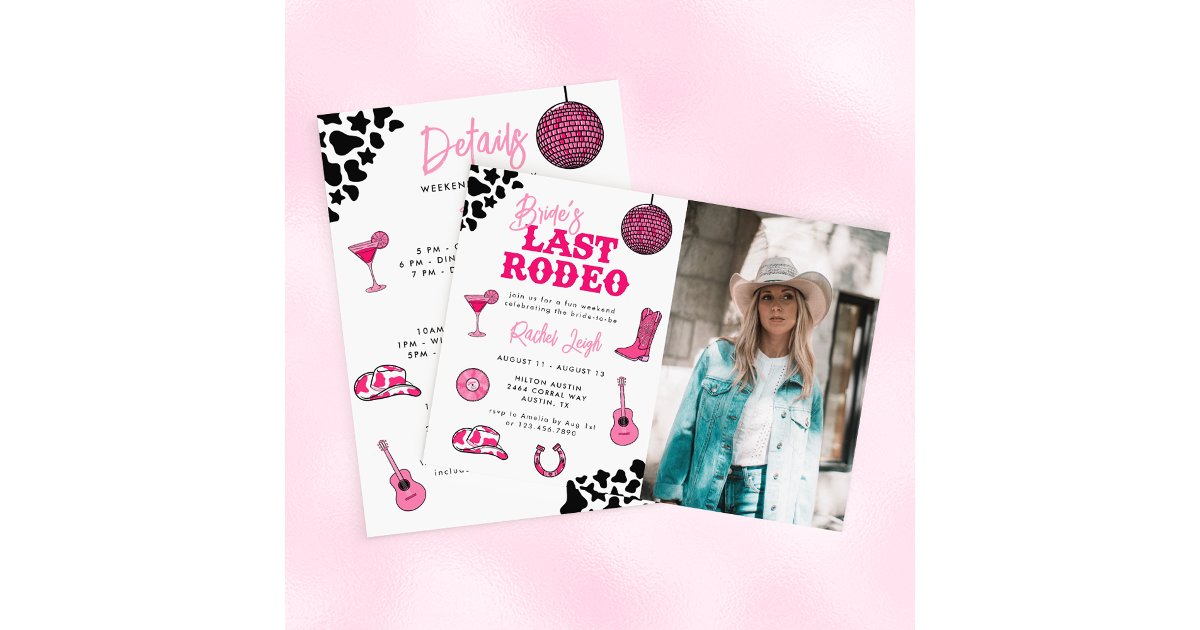 Cowgirl Disco Last Rodeo Bachelorette Weekend Invi Invitation | Zazzle