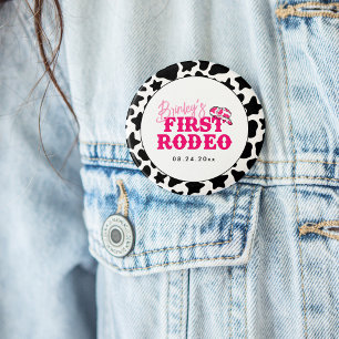 Cowgirl Disco Pink First Rodeo Button