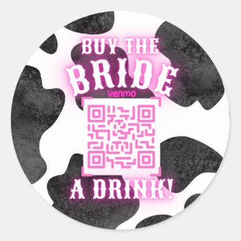 Cowgirl Disco QR Buy Bride Drink Classic Round Sticker