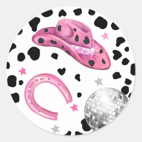 Cowgirl Disco Rodeo Shower Birthday Cupcake Classic Round Sticker