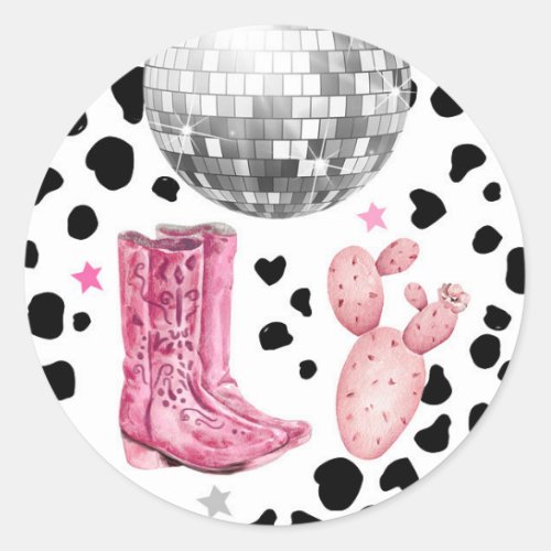 Cowgirl Disco Rodeo Shower Birthday Cupcake Classic Round Sticker
