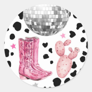 Cowgirl Disco Rodeo Shower Birthday Cupcake Classic Round Sticker
