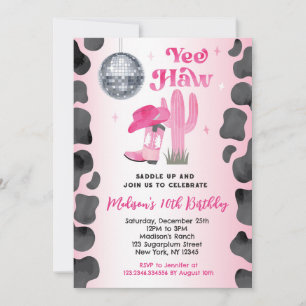 Cowgirl Disco Rodeo Western Birthday Invitations
