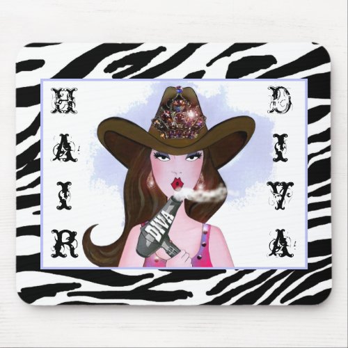 Cowgirl Diva Hair Stylist Mouse Pad